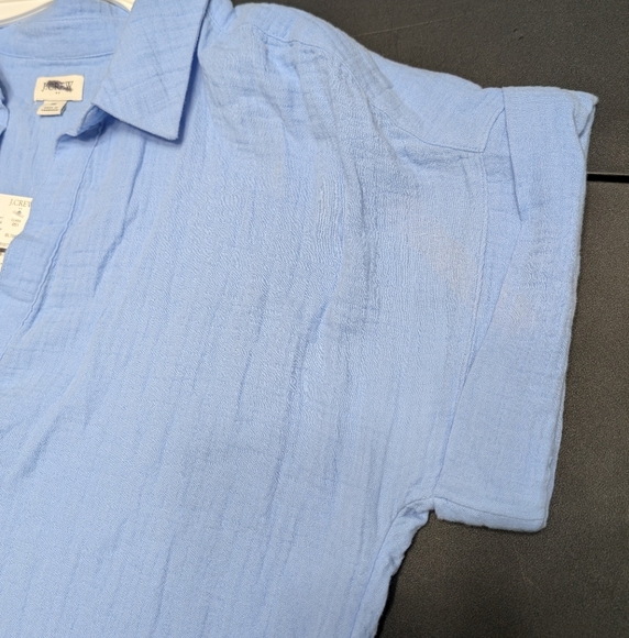 J. Crew Dusti Peri Blue Gauze Popover Short Sleeve V-Neck Mini Dress Size Medium - Picture 5 of 11